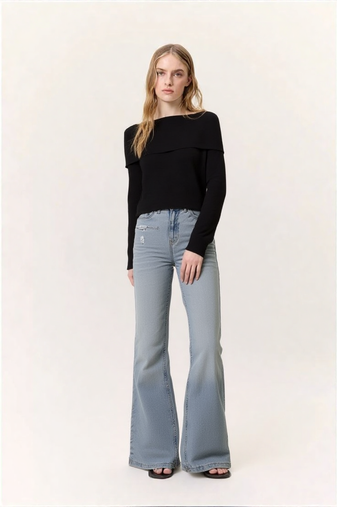HIGH RISE FLARED BOYFRIEND JEANS
