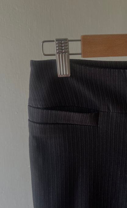 BLACK FLARED STRIPE PANTS