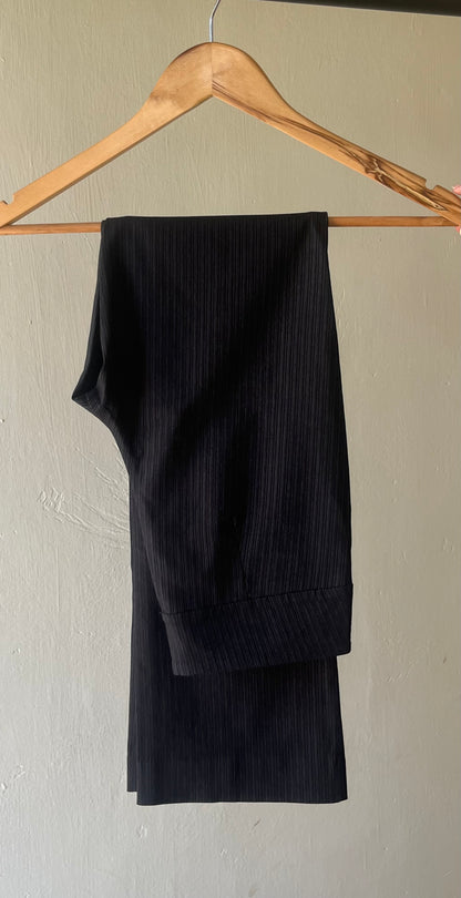 BLACK FLARED STRIPE PANTS