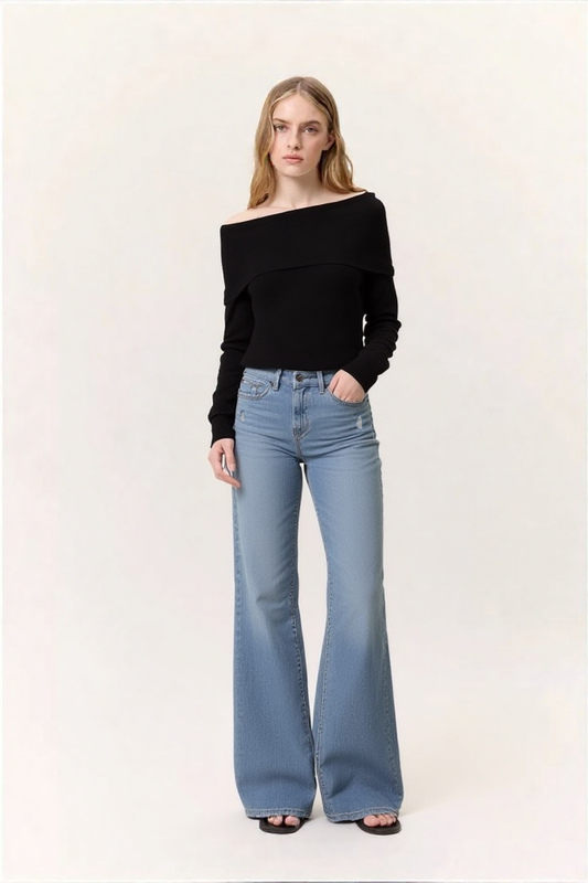 HIGH RISE FLARED BOYFRIEND JEANS