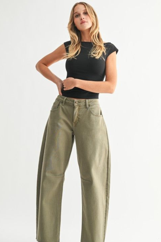 OLIVE BARREL JEANS