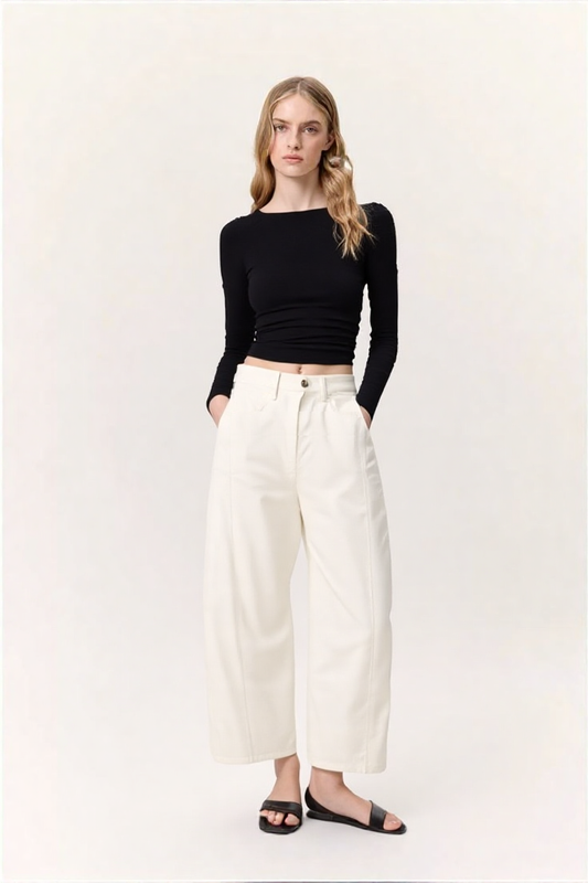 WHITE BARREL JEANS